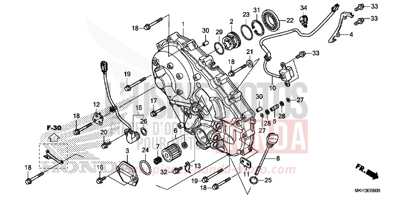 RIGHT CRANKCASE COVER for X-ADV 750 VICTORY RED (R334) from 2017